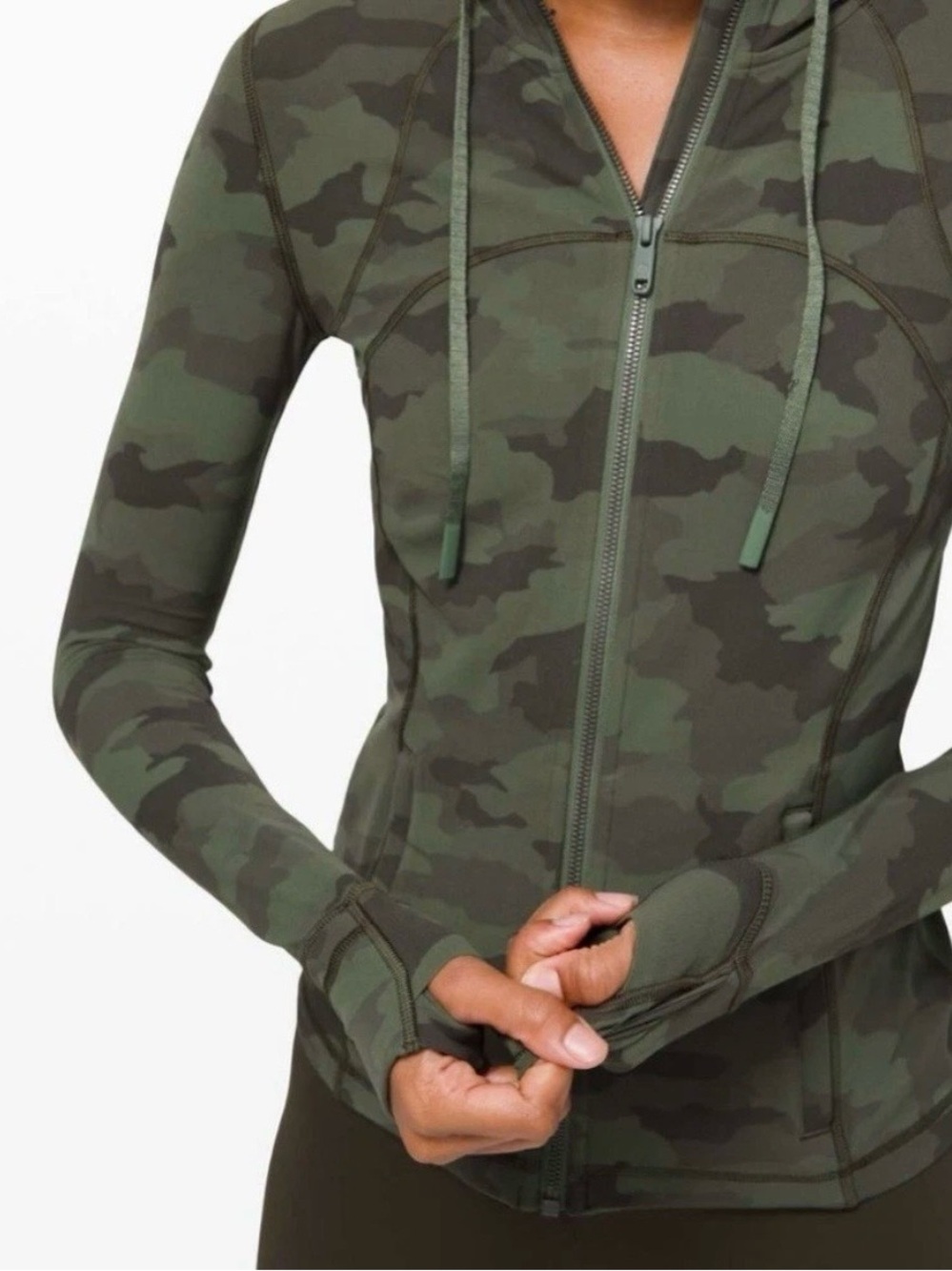 Lululemon Hooded Define Jacket Size 4 Camo Green - Picture 7 of 9